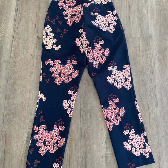 Cynthia Rowly Floral Straight/ Skinny Ankle Dress Pants Women's Size 4 - Picture 4 of 4
